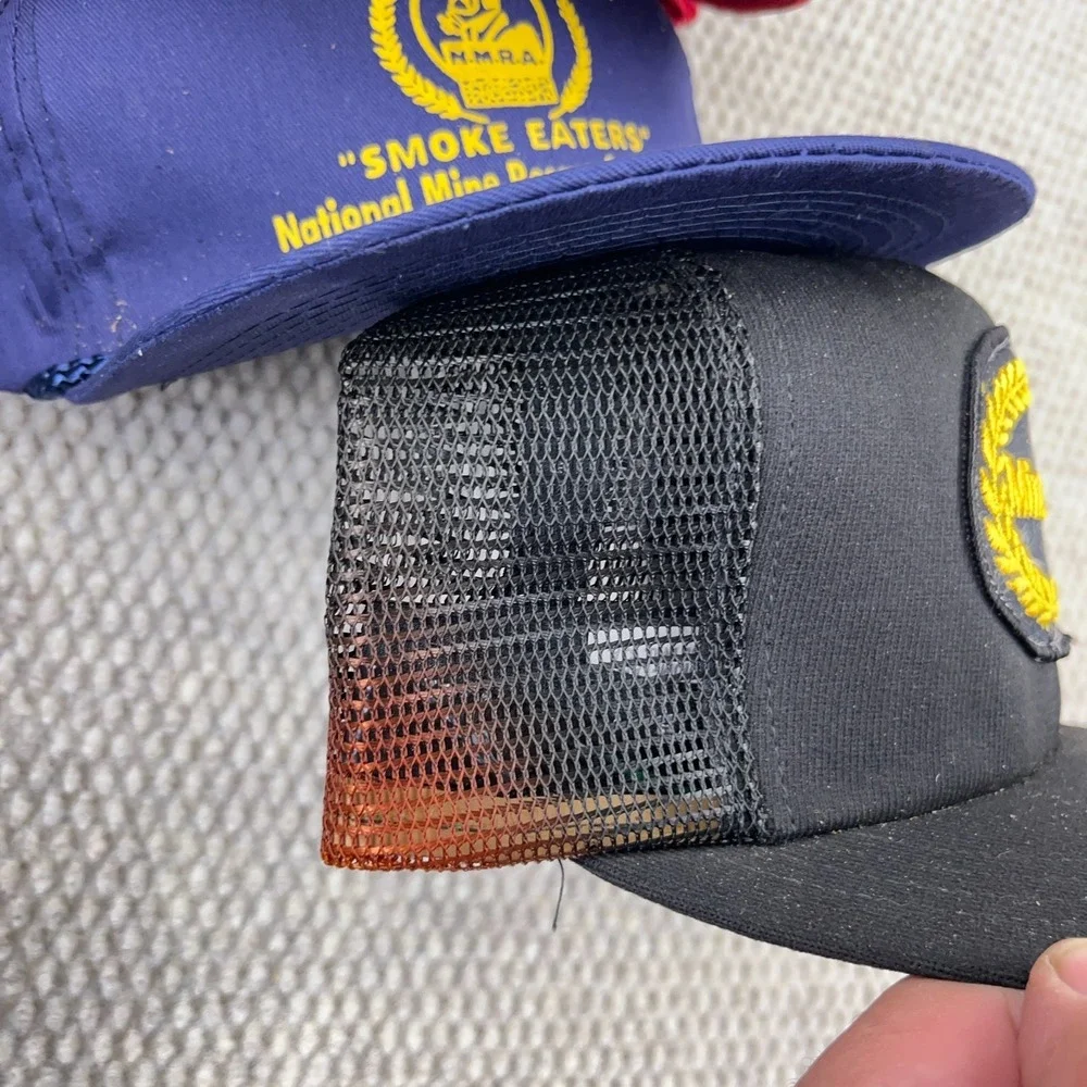Vintage Trucker Hat Lot Snapback Cap 80s 90s USA Coal Mining Patch Logos Rope S5 - Picture 6 of 16